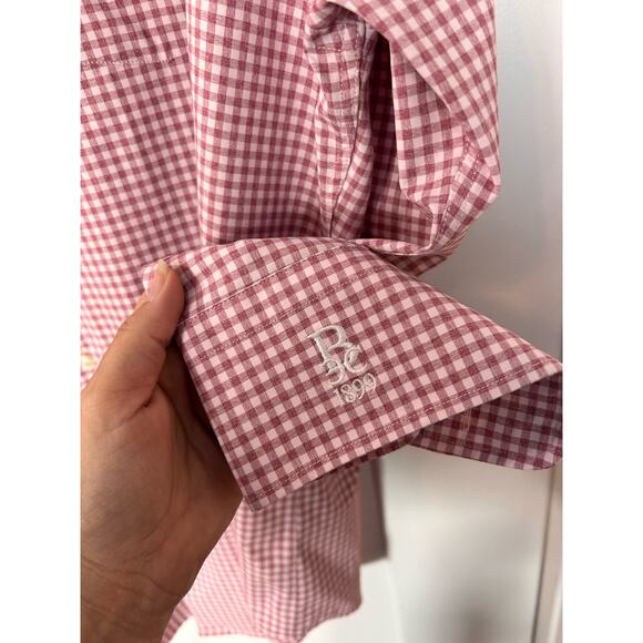 Peter Millar Men's Plaid Button-Up Shirt Long Sleeves Collared Pink White XL - Picture 5 of 10